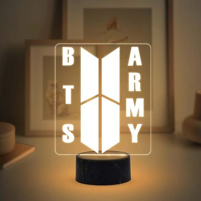 3D Illusion BTS Army Night Lamp with Warm White Light Gift for BTS Fan & Lover Gift for Teen Girl & Room Decor