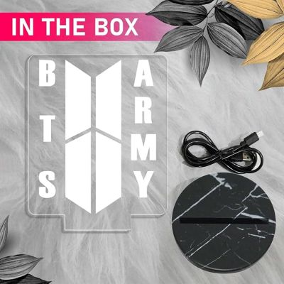 3D Illusion BTS Army Night Lamp with Warm White Light Gift for BTS Fan & Lover Gift for Teen Girl & Room Decor