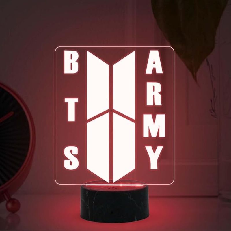 3D Illusion BTS Army Night Lamp with Multicolored Light Gift for BTS Fan & Lover Gift for Teen Girl & Room Decor