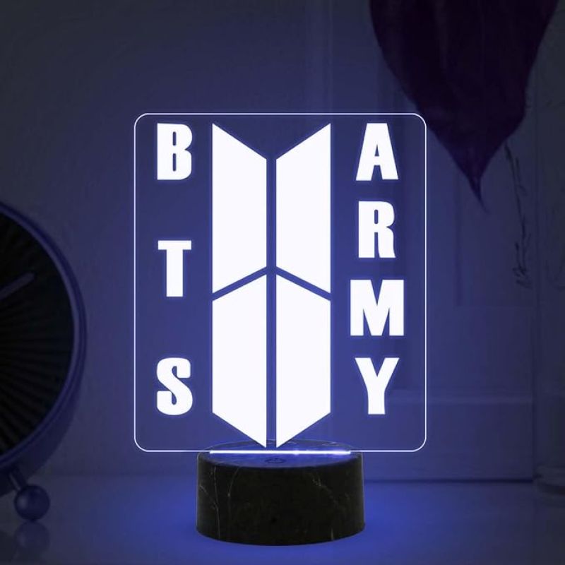 3D Illusion BTS Army Night Lamp with Multicolored Light Gift for BTS Fan & Lover Gift for Teen Girl & Room Decor