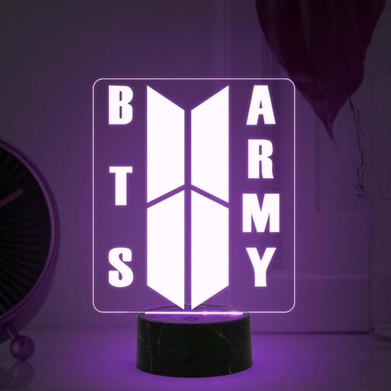 3D Illusion BTS Army Night Lamp with Multicolored Light Gift for BTS Fan & Lover Gift for Teen Girl & Room Decor