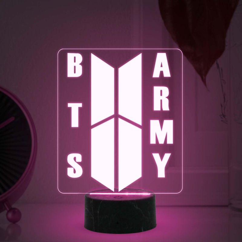 3D Illusion BTS Army Night Lamp with Multicolored Light Gift for BTS Fan & Lover Gift for Teen Girl & Room Decor