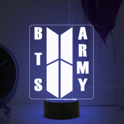 3D Illusion BTS Army Night Lamp with Multicolored Light Gift for BTS Fan & Lover Gift for Teen Girl & Room Decor