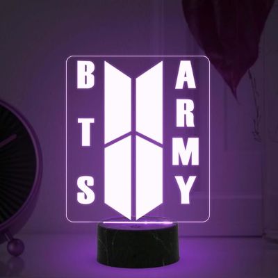 3D Illusion BTS Army Night Lamp with Multicolored Light Gift for BTS Fan & Lover Gift for Teen Girl & Room Decor