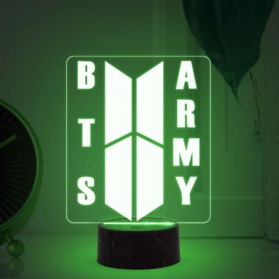 3D Illusion BTS Army Night Lamp with Multicolored Light Gift for BTS Fan & Lover Gift for Teen Girl & Room Decor