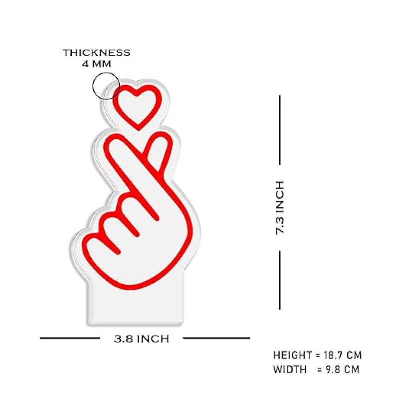 3D Illusion Finger Heart Night Lamp with Multicolored Light Birthday Gift for Friend, Kids, Girls Room Decor