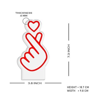 3D Illusion Finger Heart Night Lamp with Multicolored Light Birthday Gift for Friend, Kids, Girls Room Decor