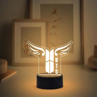 3D Illusion BTS Army Night Lamp with Warm White Light Gift for Kids Girls, Teen Girl, Friends, Girlfriend Gift for BTS Fans & Lover
