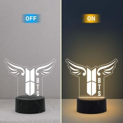 3D Illusion BTS Army Night Lamp with Warm White Light Gift for Kids Girls, Teen Girl, Friends, Girlfriend Gift for BTS Fans & Lover