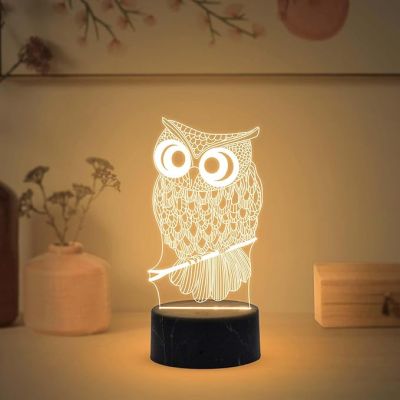 3D Illusion Owl Night Lamp with Warm White Light Gift for Bedroom Home Living Kids Room Decor
