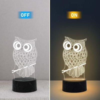 3D Illusion Owl Night Lamp with Warm White Light Gift for Bedroom Home Living Kids Room Decor
