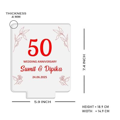 50 Wedding Anniversary Night Lamp with Warm White Light Customized Name Date Anniversary Gift for Mom & Dad, Friends, Bhaiya & Bhabhi