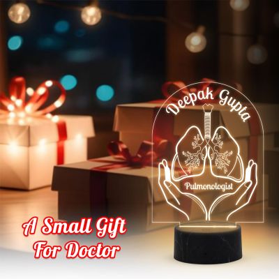 3D Illusion Pulmonologist Night Lamp with Warm White Light Customized with Name Gift for Lungs Specialist Doctor Gifts for Pulmonologist Male Female Doctor