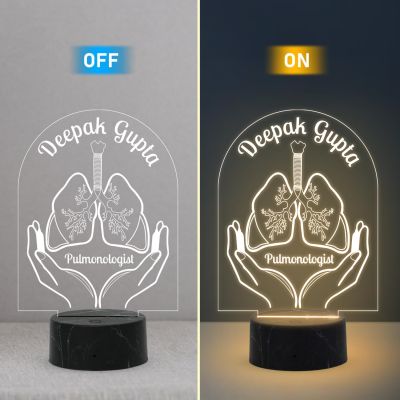 3D Illusion Pulmonologist Night Lamp with Warm White Light Customized with Name Gift for Lungs Specialist Doctor Gifts for Pulmonologist Male Female Doctor