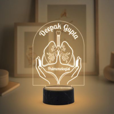 3D Illusion Pulmonologist Night Lamp with Warm White Light Customized with Name Gift for Lungs Specialist Doctor Gifts for Pulmonologist Male Female Doctor
