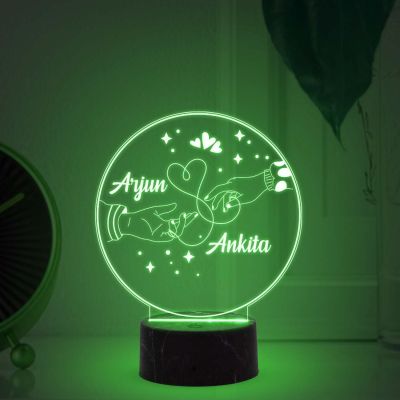 Personalized Couple Holding Hand Night Lamp with Multicolored Light Customized with Name Best Gift for Couple Wedding, Anniversary, & Birthday Gift for Husband Wife