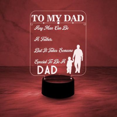 To My Dad Engraved Night Lamp with Automatic Color Changing Light Birthday Gift for Dad Gift for Fathers Day