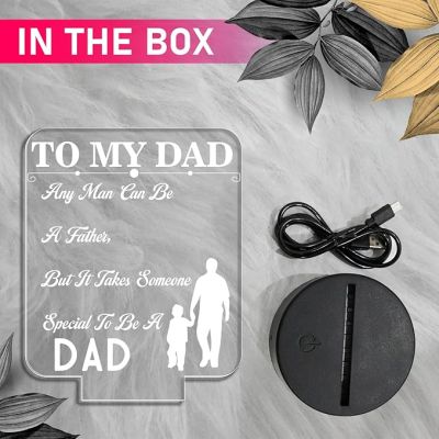To My Dad Engraved Night Lamp with Automatic Color Changing Light Birthday Gift for Dad Gift for Fathers Day