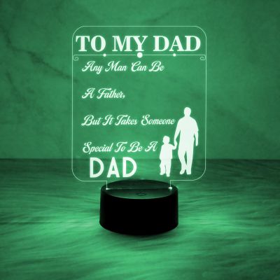 To My Dad Engraved Night Lamp with Automatic Color Changing Light Birthday Gift for Dad Gift for Fathers Day