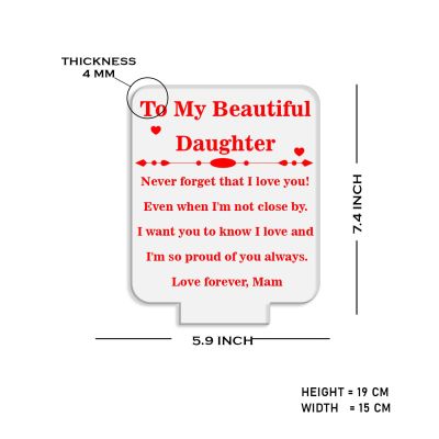 To My Beautiful Daughter Engraved Night Lamp with Automatic Color Changing Light Birthday Gift for Daughter