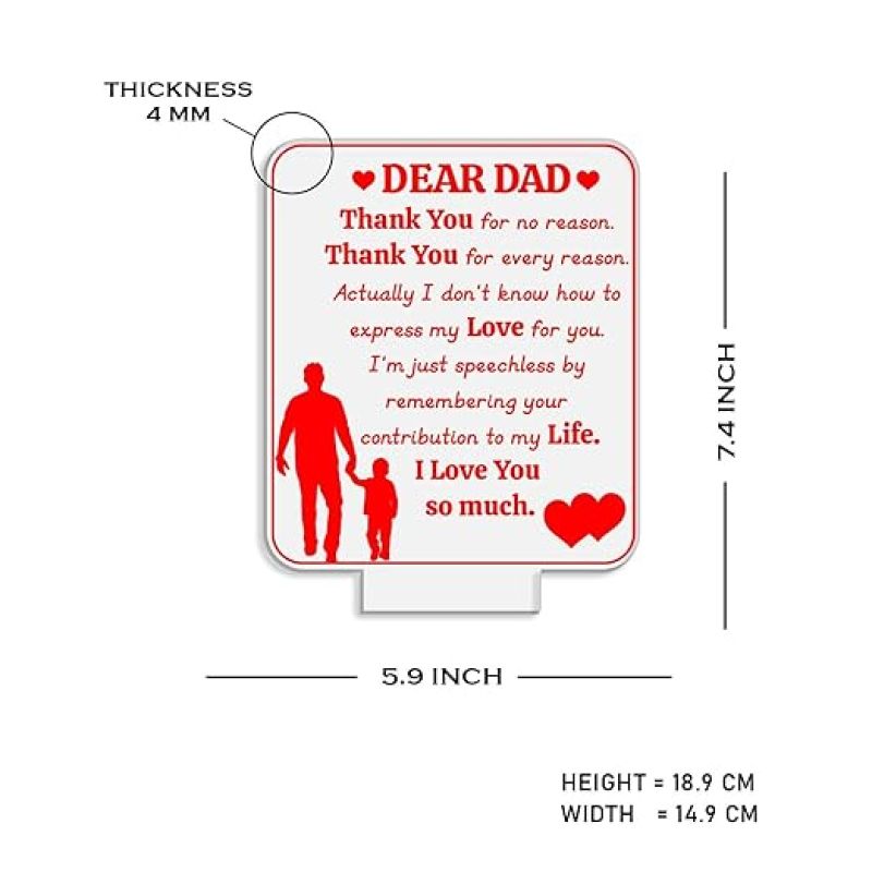 Dear Dad Engraved Night Lamp with Automatic Color Changing Light Dad Birthday Gifts from Son Gift for Father Day Express Your Love for Dad