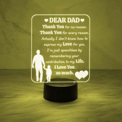 Dear Dad Engraved Night Lamp with Automatic Color Changing Light Dad Birthday Gifts from Son Gift for Father Day Express Your Love for Dad