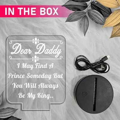 Dear Daddy Engraved Night Lamp with Warm White Light Best Birthday Gift for Dad from Daughter Gift for Father