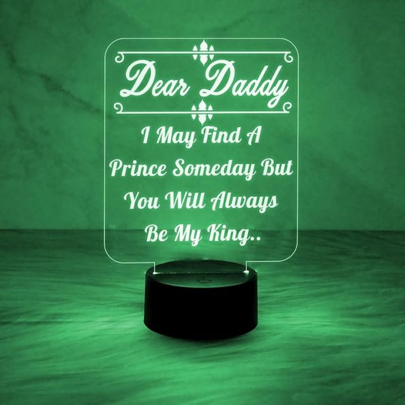 Dear Daddy Engraved Night Lamp with Automatic Color Changing Light Best Birthday Gift for Dad from Daughter Gift for Father