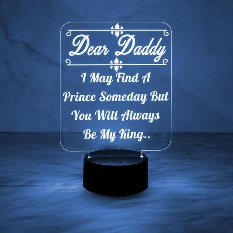 Dear Daddy Engraved Night Lamp with Automatic Color Changing Light Best Birthday Gift for Dad from Daughter Gift for Father