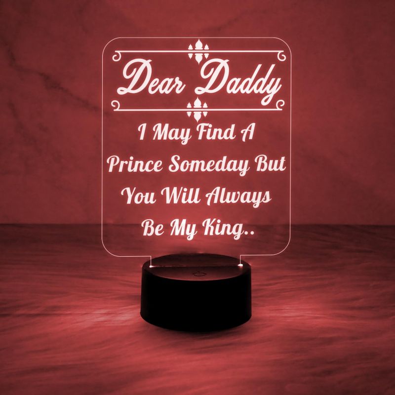 Dear Daddy Engraved Night Lamp with Automatic Color Changing Light Best Birthday Gift for Dad from Daughter Gift for Father