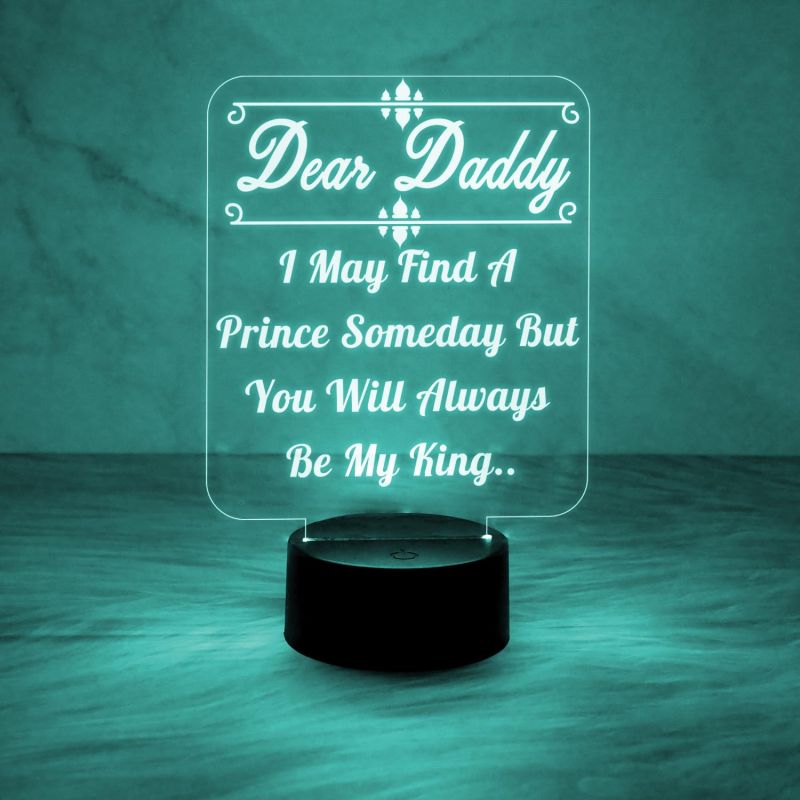 Dear Daddy Engraved Night Lamp with Automatic Color Changing Light Best Birthday Gift for Dad from Daughter Gift for Father