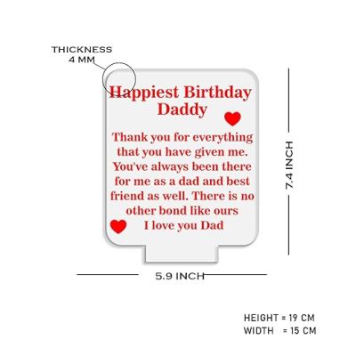 Happiest Birthday Daddy Engraved Quote Night Lamp Warm White Light Birthday Gift for Dad