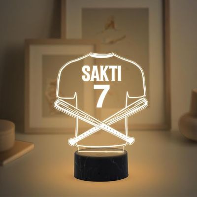 3D Illusion Base Ball Sport Night Lamp with Warm White Light Customized with Name Birthday Gift for Friend, Sport Player, Base Ball Lover