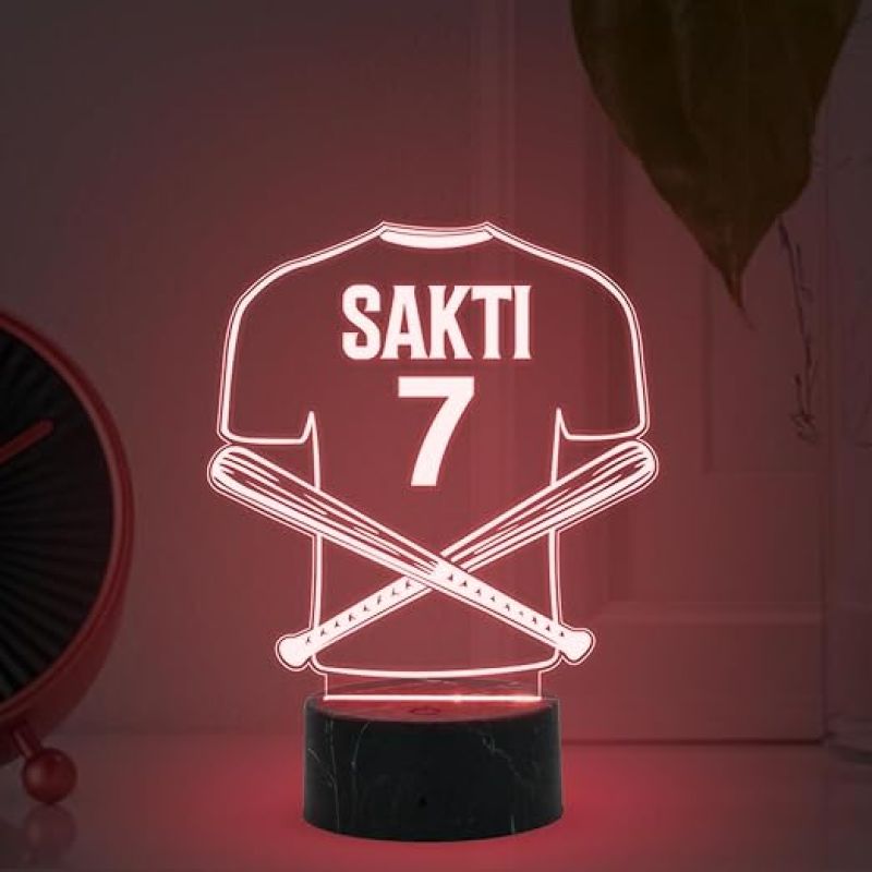 3D Illusion Base Ball Sport Night Lamp with Multicolored Light Customized with Name Birthday Gift for Friend, Sport Player, Base Ball Lover