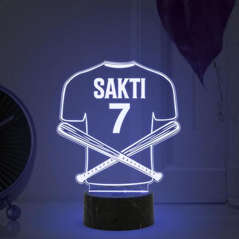 3D Illusion Base Ball Sport Night Lamp with Multicolored Light Customized with Name Birthday Gift for Friend, Sport Player, Base Ball Lover