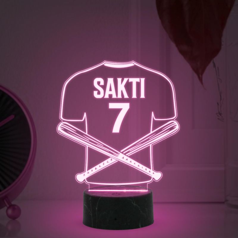 3D Illusion Base Ball Sport Night Lamp with Multicolored Light Customized with Name Birthday Gift for Friend, Sport Player, Base Ball Lover