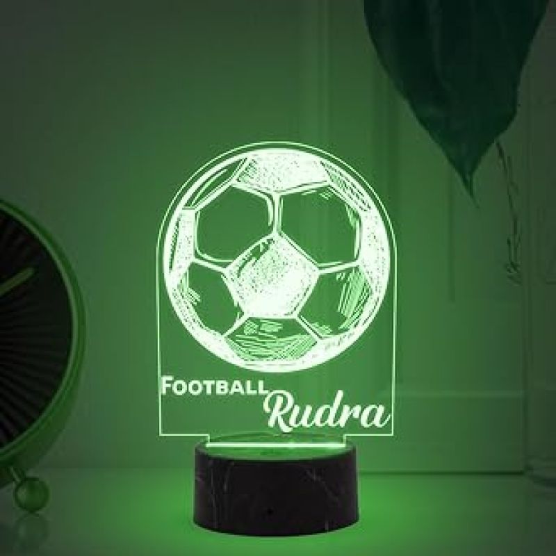 3D Illusion Football Sport Night Lamp with Multicolored Light Customized with Name Birthday Gift for Sport Person, Friend, Kids & Gaming Room Decoe