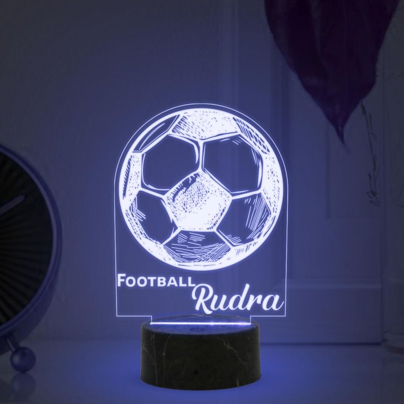 3D Illusion Football Sport Night Lamp with Multicolored Light Customized with Name Birthday Gift for Sport Person, Friend, Kids & Gaming Room Decoe