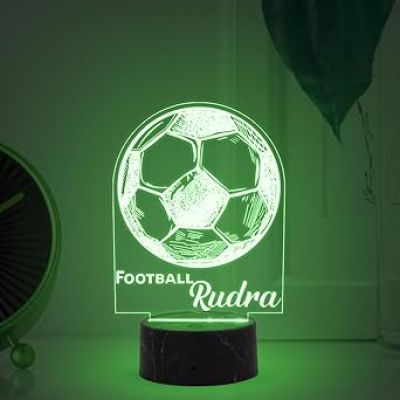 3D Illusion Football Sport Night Lamp with Multicolored Light Customized with Name Birthday Gift for Sport Person, Friend, Kids & Gaming Room Decoe