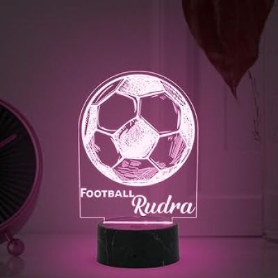 3D Illusion Football Sport Night Lamp with Multicolored Light Customized with Name Birthday Gift for Sport Person, Friend, Kids & Gaming Room Decoe