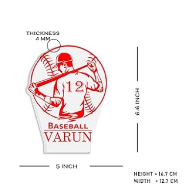 3D Illusion Baseball Sport Night Lamp with Warm White Light Customized with Name Birthday Gift for Friend, Sport Player, Base Ball Lover