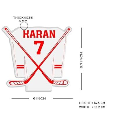3D Illusion Hockey Stick with Jersey Sport Night Lamp with Warm White Light Customized with Name Birthday Gift for Friend, Hockey Player, Sport Lover