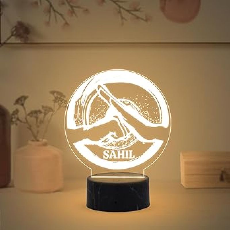 3D Illusion Karate Sport Night Lamp with Warm White Light Customized with Name Birthday Gift for Teacher, Friend, Karate Player,