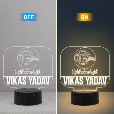 Ophthalmology Doctor Desk Name Plate Night Lamp with Warm White Light Customized with Name Gift for Eye Doctors Ideal for Home Office Clinic Decor