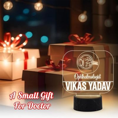 Ophthalmology Doctor Desk Name Plate Night Lamp with Warm White Light Customized with Name Gift for Eye Doctors Ideal for Home Office Clinic Decor