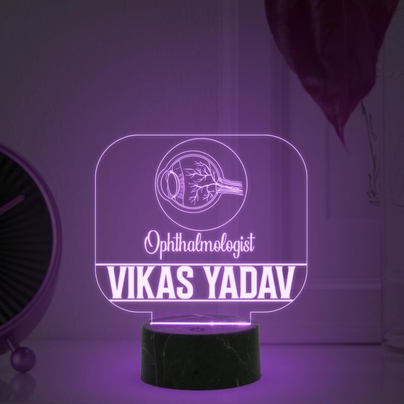 Ophthalmology Doctor Desk Name Plate Night Lamp with Multicolored Light Customized with Name Gift for Eye Doctors Ideal for Home Office Clinic Decor