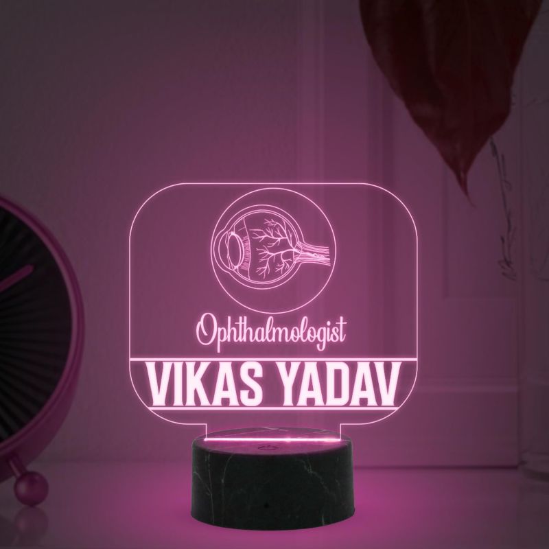 Ophthalmology Doctor Desk Name Plate Night Lamp with Multicolored Light Customized with Name Gift for Eye Doctors Ideal for Home Office Clinic Decor