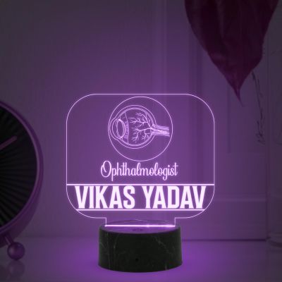 Ophthalmology Doctor Desk Name Plate Night Lamp with Multicolored Light Customized with Name Gift for Eye Doctors Ideal for Home Office Clinic Decor