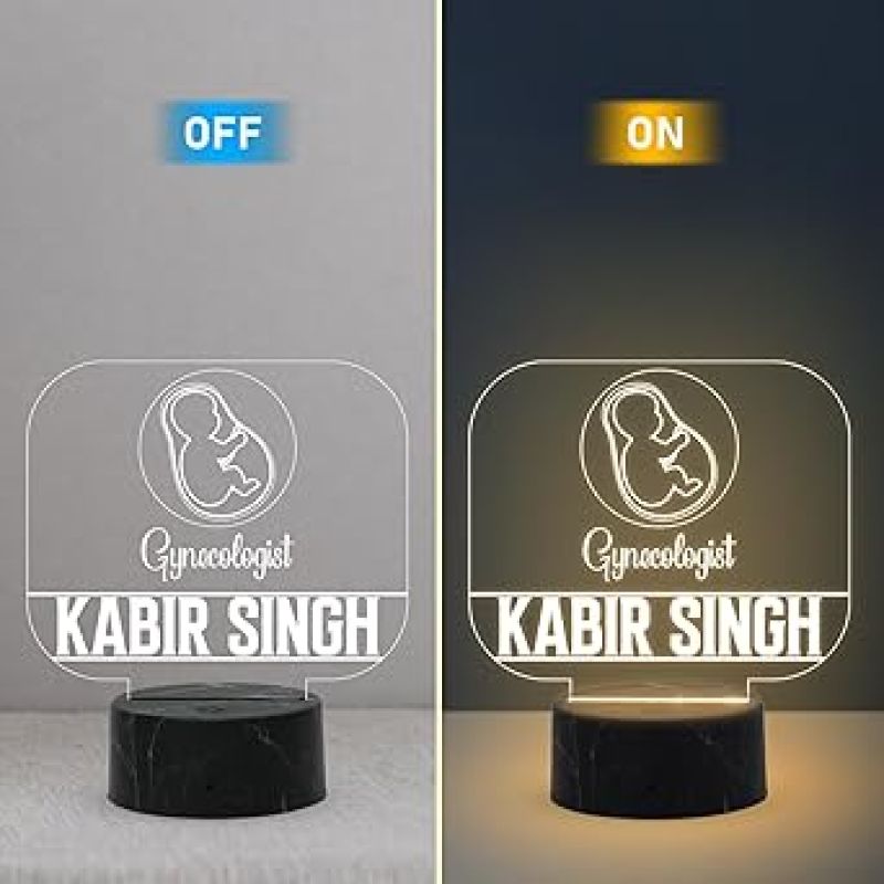 Gynecologist Doctor Desk Name Plate Night Lamp with Warm White Light Customized with Name Gift for Kids Doctors Ideal for Home Office Clinic Decor