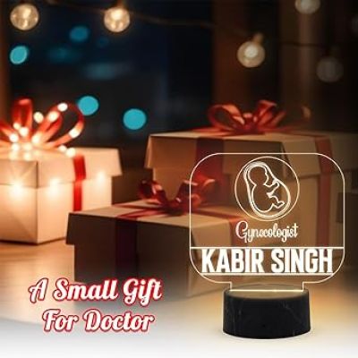 Gynecologist Doctor Desk Name Plate Night Lamp with Warm White Light Customized with Name Gift for Kids Doctors Ideal for Home Office Clinic Decor